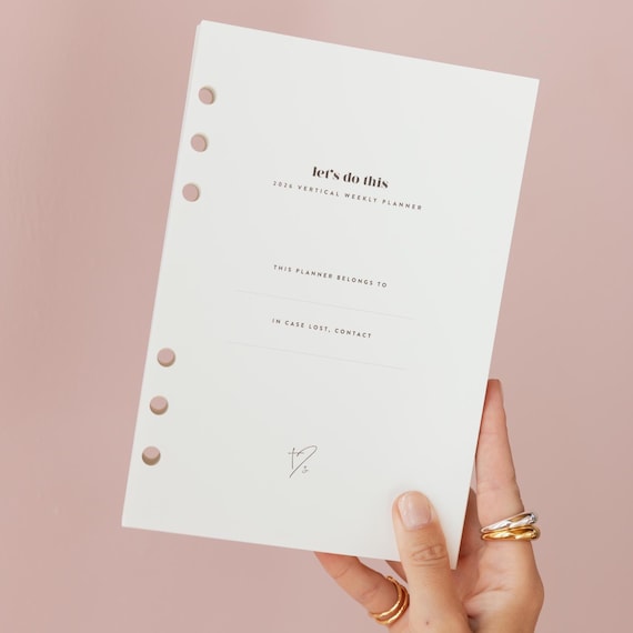2026 VERTICAL planner INSERT PACK for ring binders and organisers /A5 inserts
