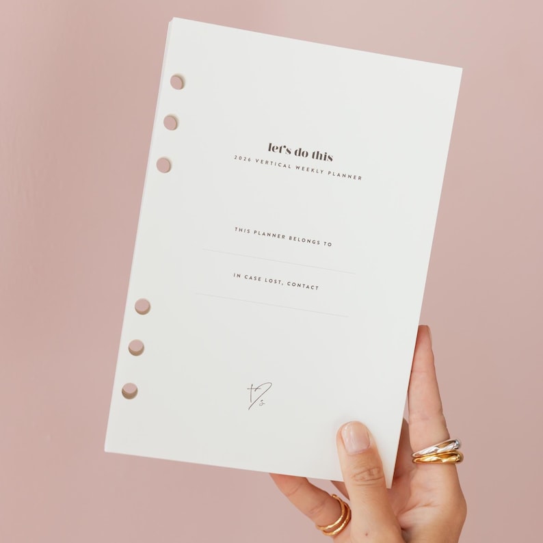 2026 VERTICAL planner INSERT PACK for ring binders and organisers /A5 inserts image 1
