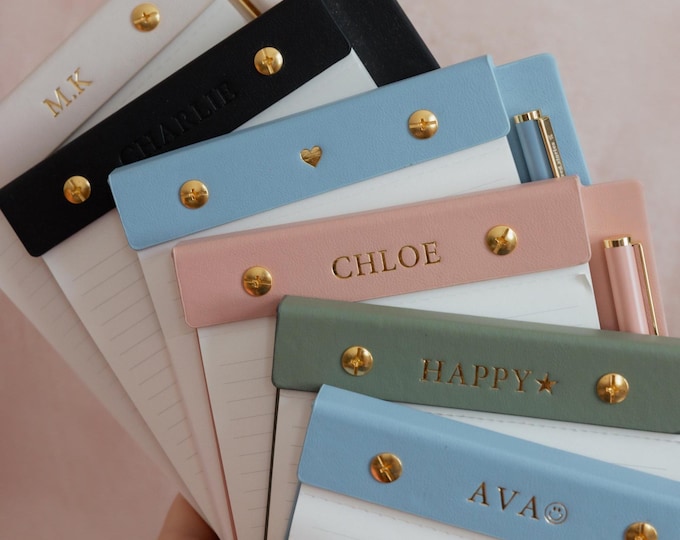 REFILLABLE NOTEPAD with a  matching pen/Personalised Refillable notepad/Magnetic pen attachment/personalised gift