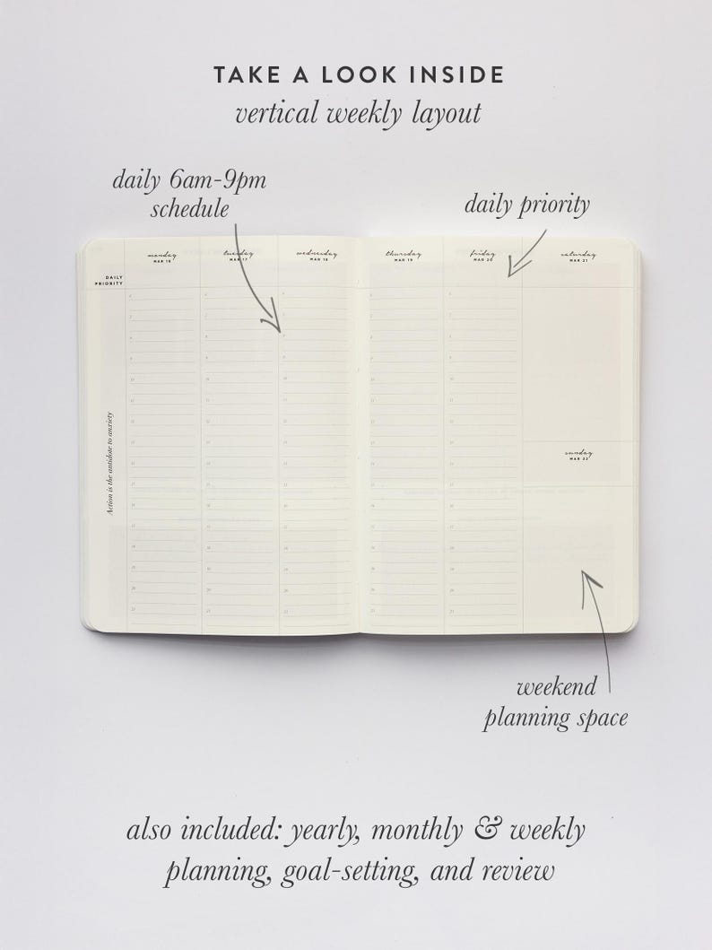 2026 Vertical Weekly Planner/A5 Weekly diary for goal-setting/habit-tracking/to-do's/Personalised Planner/gift image 2
