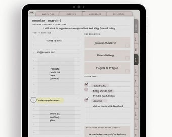 DIGITAL 2024 DAILY PLANNER/Day per page view/Monthly, Weekly and Daily planning/Goal setting/Habit tracking/Reflection/ for iPad/GoodNotes