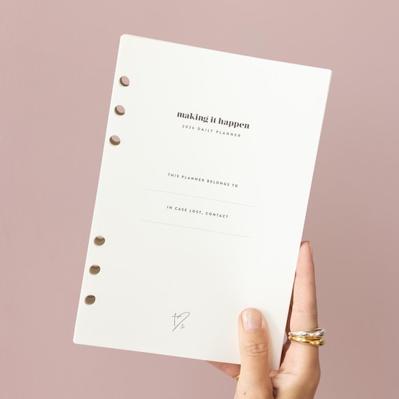 2026 DAILY planner INSERT PACK/A5 ring binder inserts