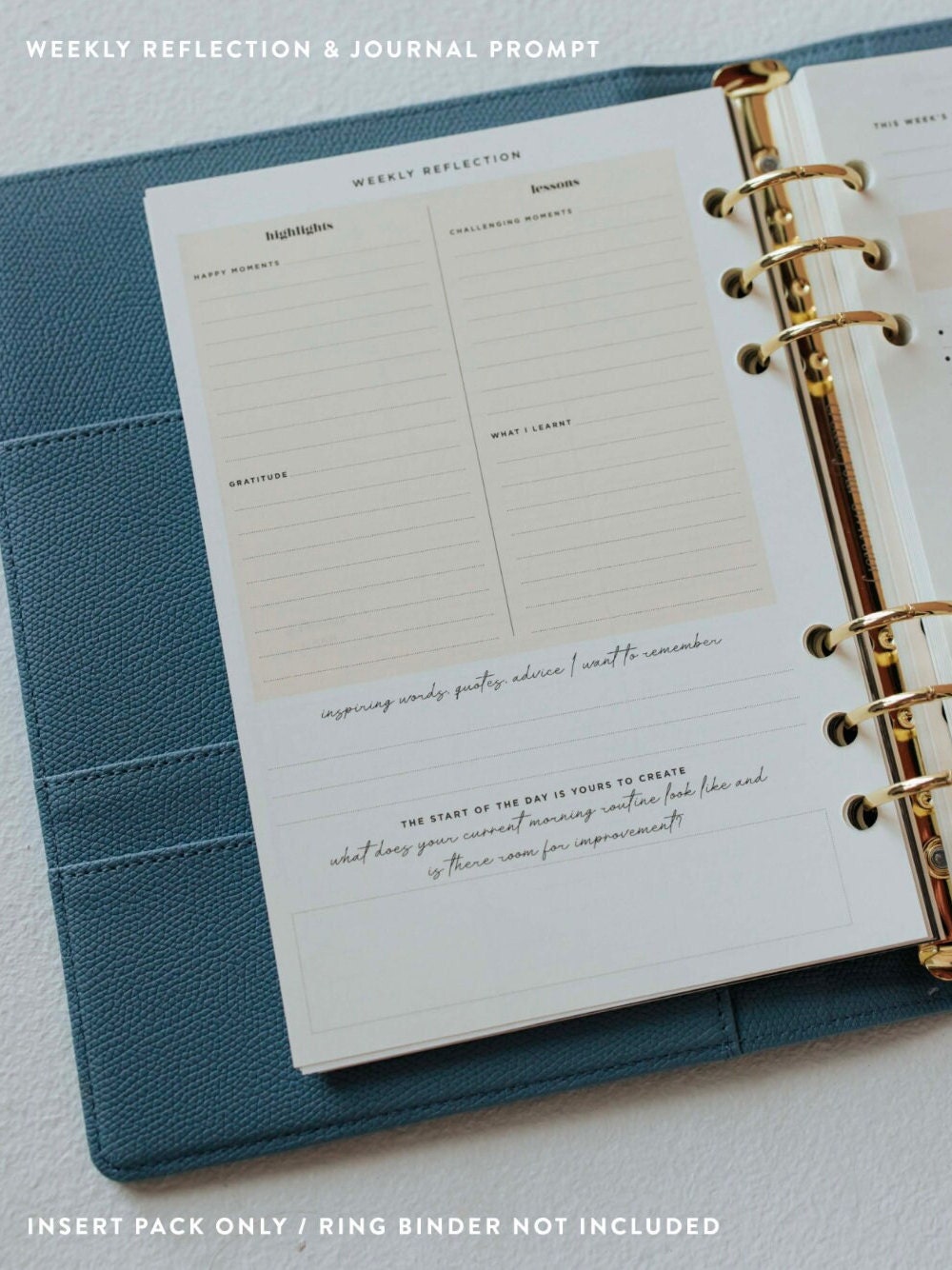 Printed 6 Ring Planner Binder Undated Vertical Week on 2 Pages 