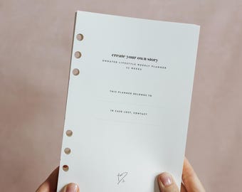 Undated lifestyle weekly planner/ring binder INSERT PACK/A5 ring binder inserts