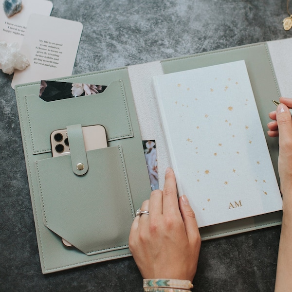 ORGANISER / PORTFOLIO -SAGE - Cover for Planners/Notebooks, organiser compendium, stationery gift/personalised gift