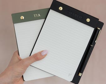 REFILLABLE NOTEPAD with a  matching pen/Personalised Refillable notepad/Magnetic pen attachment/personalised gift