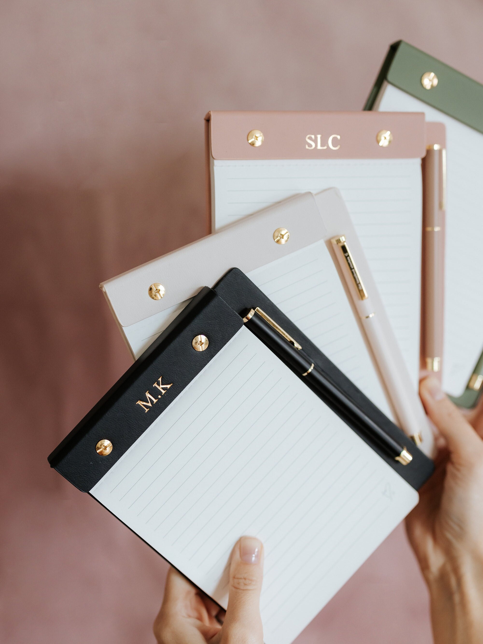 REFILLABLE NOTEPAD with a  matching pen/Personalised Refillable notepad/Magnetic pen attachment/personalised gift