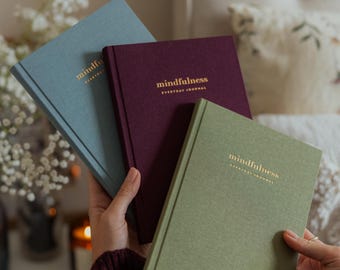 MINDFULNESS - JOURNAL/morning thoughts, gratitude & positive daily habit journal/self-care/wellness/personalised journal/gift