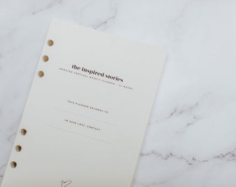 Undated vertical weekly planner/A5 ring binder inserts