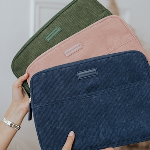 Corduroy Laptop Case & Pouch Set: 13&quot; Laptop Sleeve with Pockets