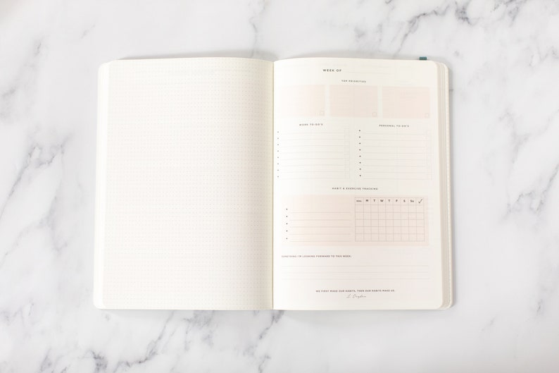 Inspirational UNDATED WEEKLY planner/diary for goal-setting, habit-tracking, productivity, to-do's/personalised planner-gift image 6