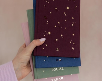 New edition/STARRY LINED NOTEBOOK/ Hardback cover personalised notebook/Personalised gift/ Custom notebook
