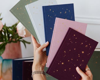 New edition/STARRY LINED NOTEBOOK/ Hardback cover personalised notebook/Personalised gift/ Custom notebook