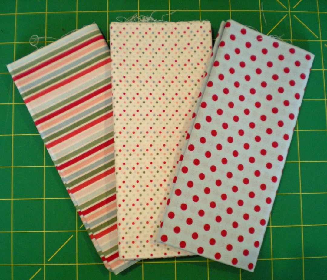 Candy Cane Christmas Stampin' up Designer Fabric Fat Quarters Set of 3