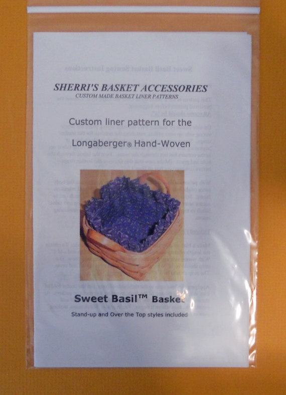 Custom Longaberger Basket Liner Pattern for Sweet Basil Basket Etsy
