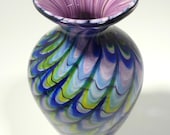 9 quot Elegant Hand Blown Glass Bowl Vase - Original Design by Dirwood Glass - Complex Glass Cane Process
