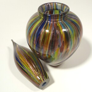 11&quot; Hand Blown Glass Cremation Urn -  Original Design by Dirwood Glass - End Of Day Glass with Gold Sparkles