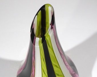 Scultura artistica in vetro soffiato a mano, centrotavola da tavolo, nero, giallo limone, rosa e bianco, vetro Dirwood, n3704