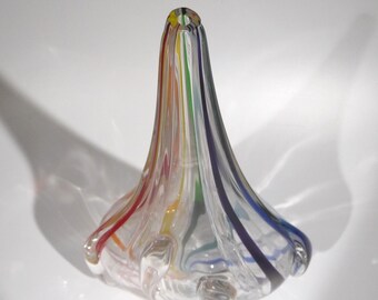 Escultura de arte de vidrio soplado a mano, colores del arco iris, rojo azul verde amarillo púrpura agua, dirwood, decoración de vidrio, mesa central, n3736