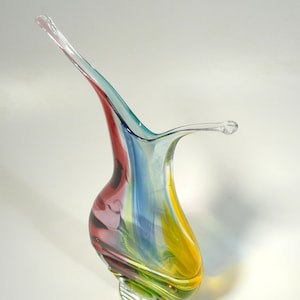 Hand Blown Glass Art Sculpture, Blue, Aquamarine, Pink (Gold Ruby) and Gold Topaz, Table Centerpiece, Dirwood Glass, n3597