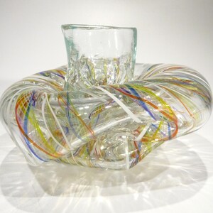 Hand Blown Glass Art Sculpture, Made with Glass Canes, Dirwood Glass, Rainbow Colors, Red. Blue, Green, Yellow, Aqua, Purple, n3818