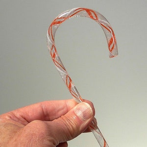 Hand Blown Glass Art Christmas Glass Candy Cane, Dirwood Glass, Shades of Red and White