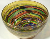 12 quot Hand Blown Glass Art Bowl Vase, Made with complex Italian Murano Glass Cane Technique, Dirwood Glass