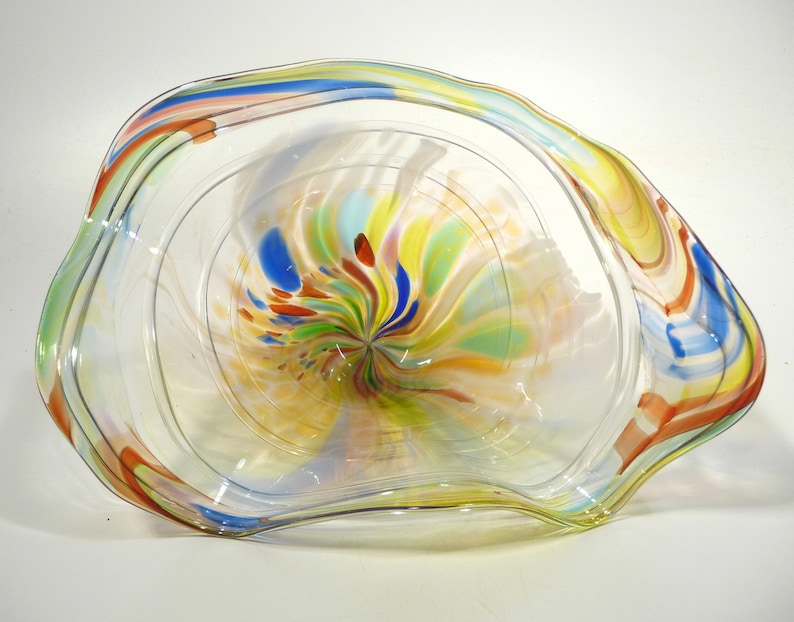 Hand Blown Glass Vasebowl Made With Glass Canes Dirwood Etsy