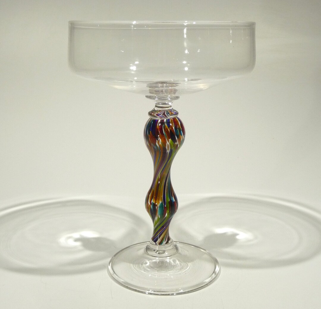 Hand Blown Glass Goblet Dirwood Glass Gold Blue Red Green Etsy