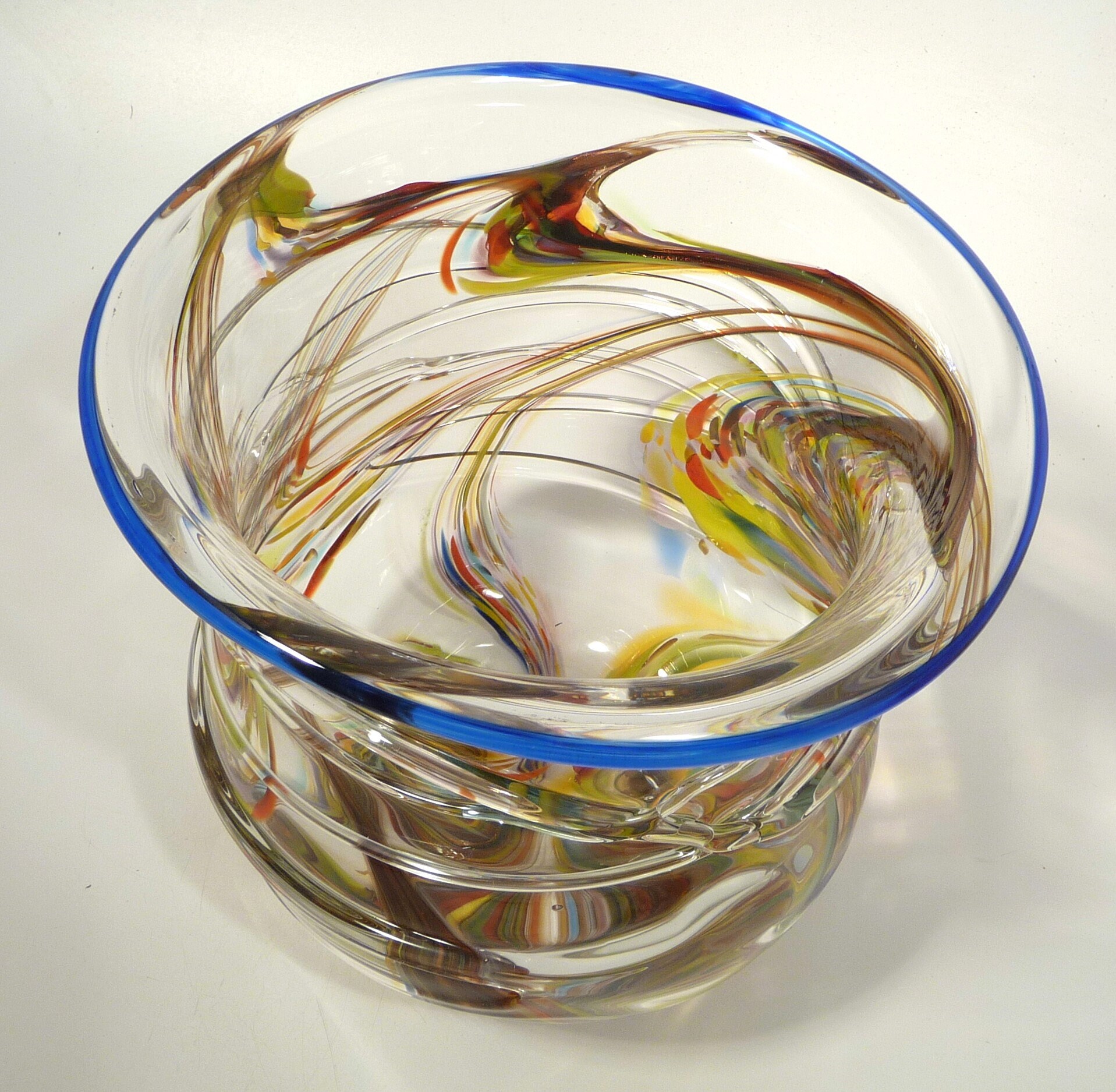 Large Sparkling Hand Blown Glass Bowl Original Design by Etsy