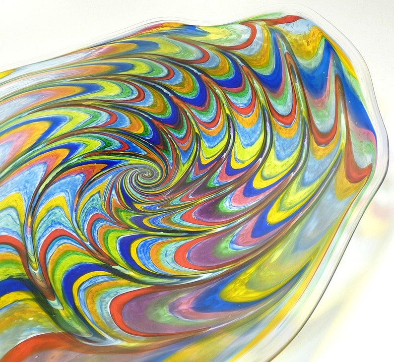 28 Hand Blown Glass Art Wall Bowl Platter Complex Etsy