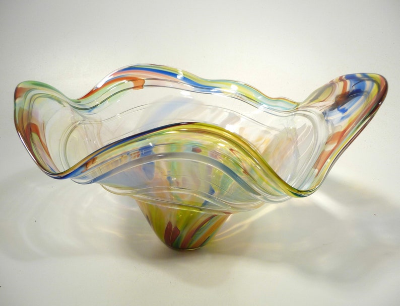 Hand Blown Glass Vase/bowl Made With Glass Canes Dirwood Etsy