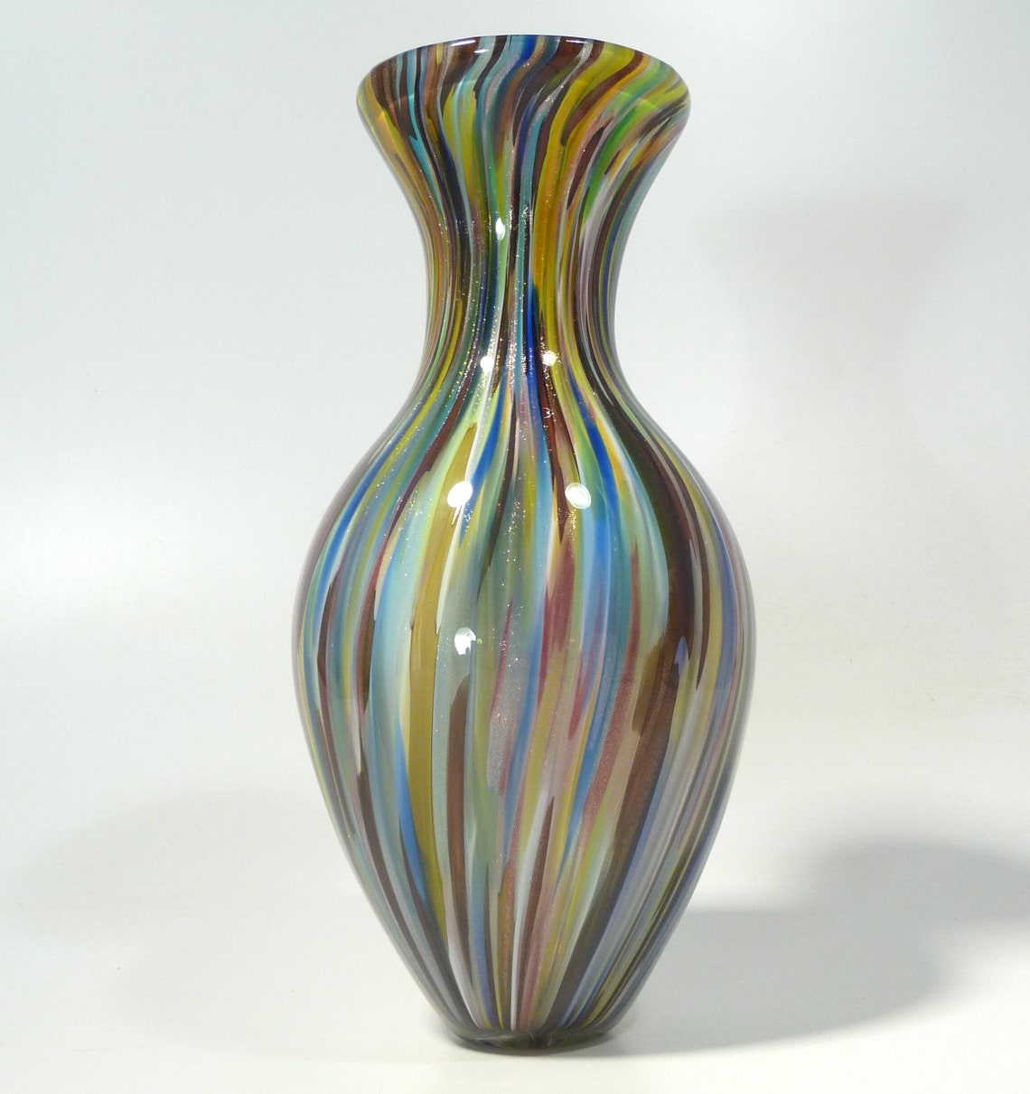 Hand Blown Glass Vase Dirwood Glass Gold Red Purple Etsy