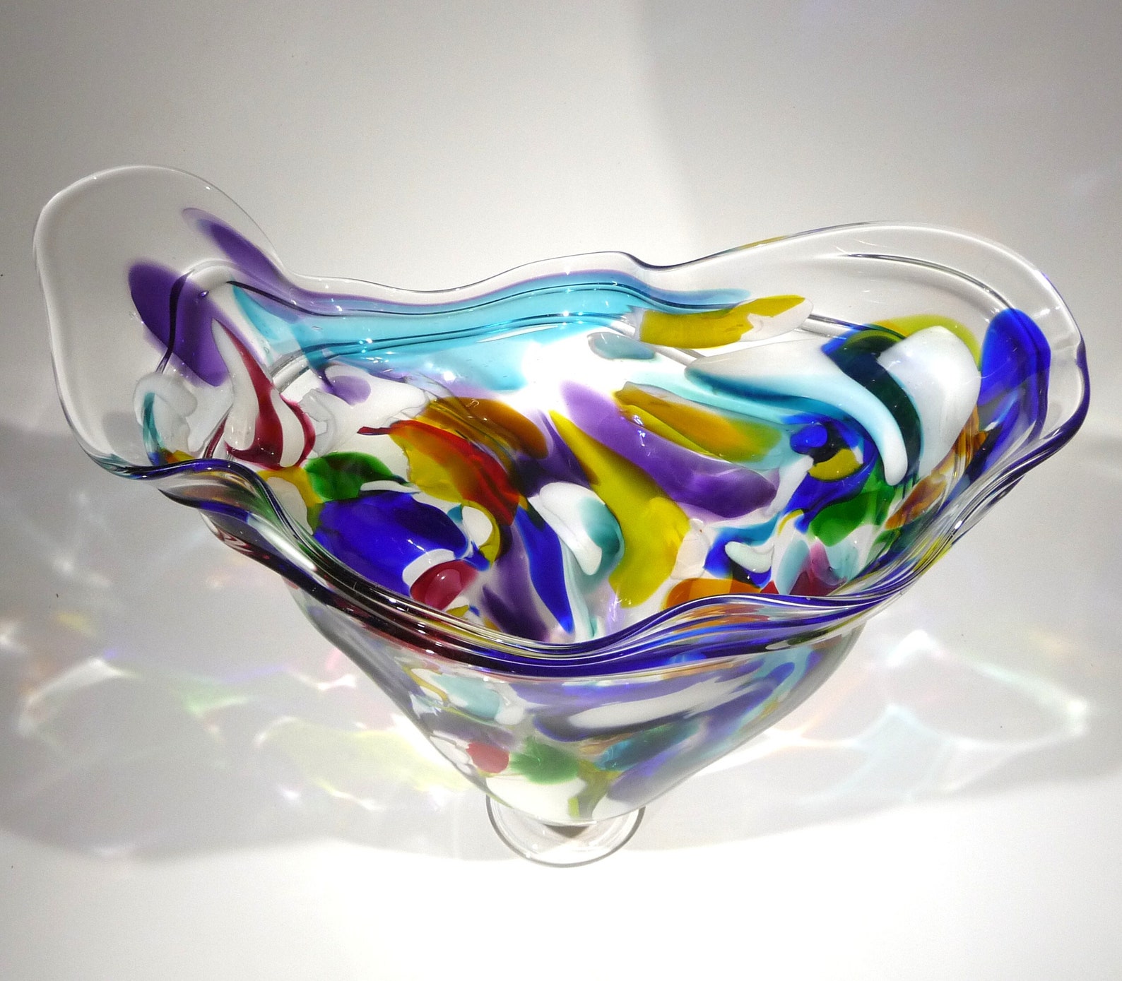 Large Hand Blown Glass Vase Dirwood Glass Table Centerpiece Etsy