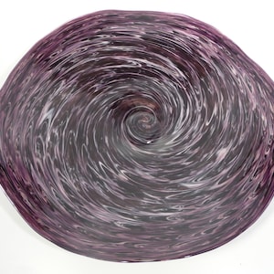 23&quot; Hand Blown Glass Art Wall Bowl / Table Platter, Dirwood Glass, Shades of Purple, n3509
