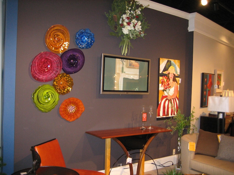 28 Hand Blown Glass Art Wall Bowl Platter Complex Etsy