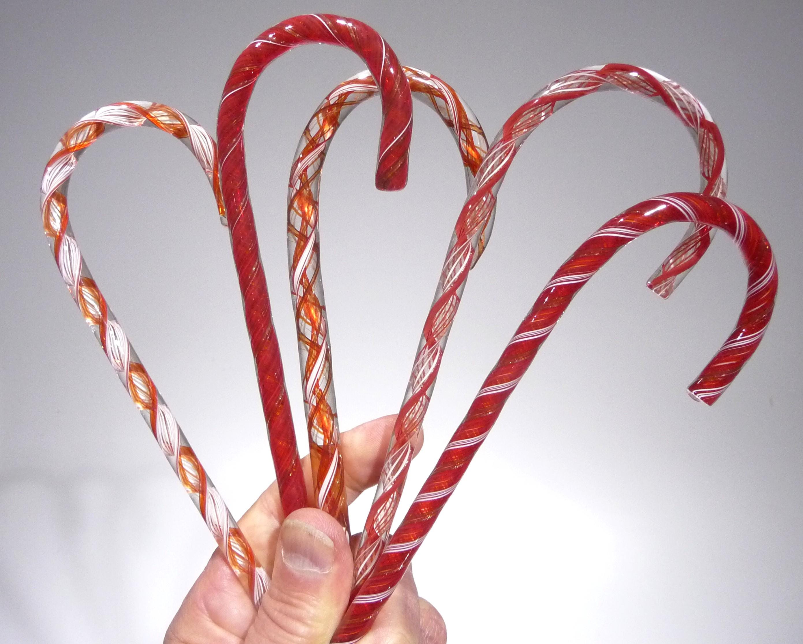 Hand Blown Glass Art, Christmas Glass Candy Canes, Set of 5, Dirwood Glass, n4015