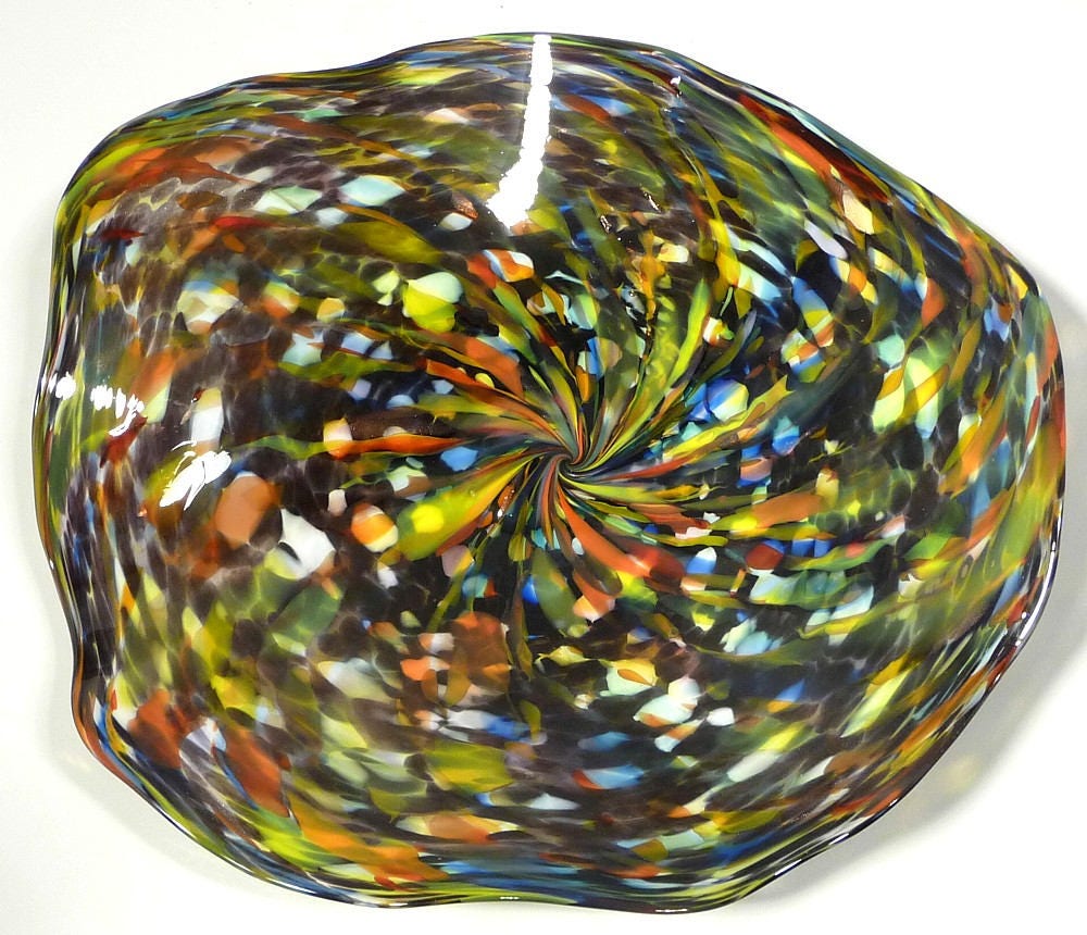 16 Hand Blown Glass Art Wall Bowl Platter End of Day Etsy
