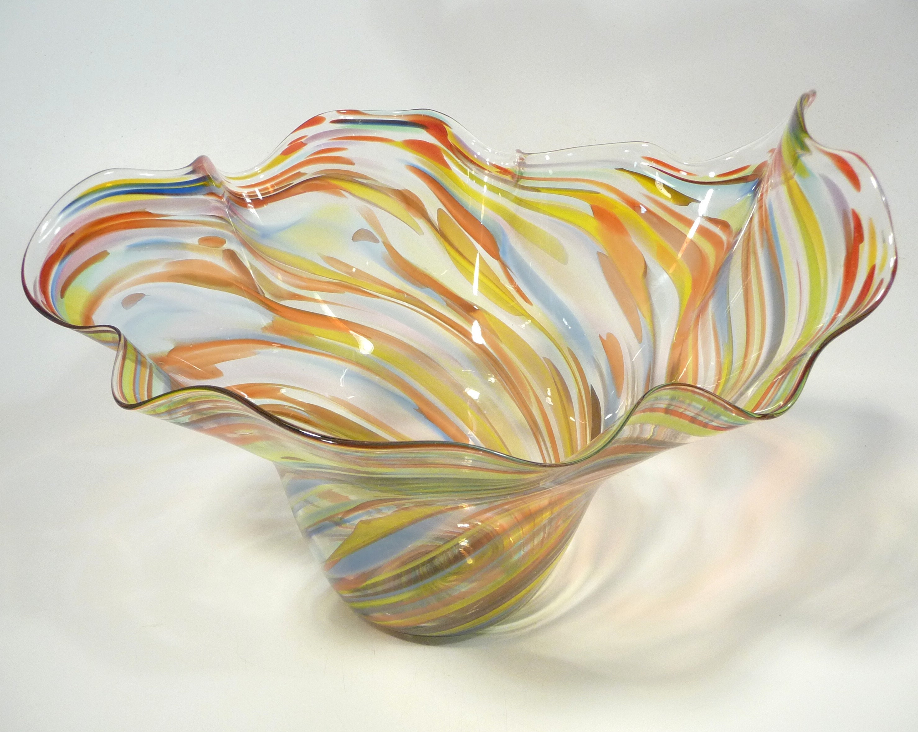 Hand Blown Glass Art Bowl/Vase Table Centerpiece Dirwood Etsy