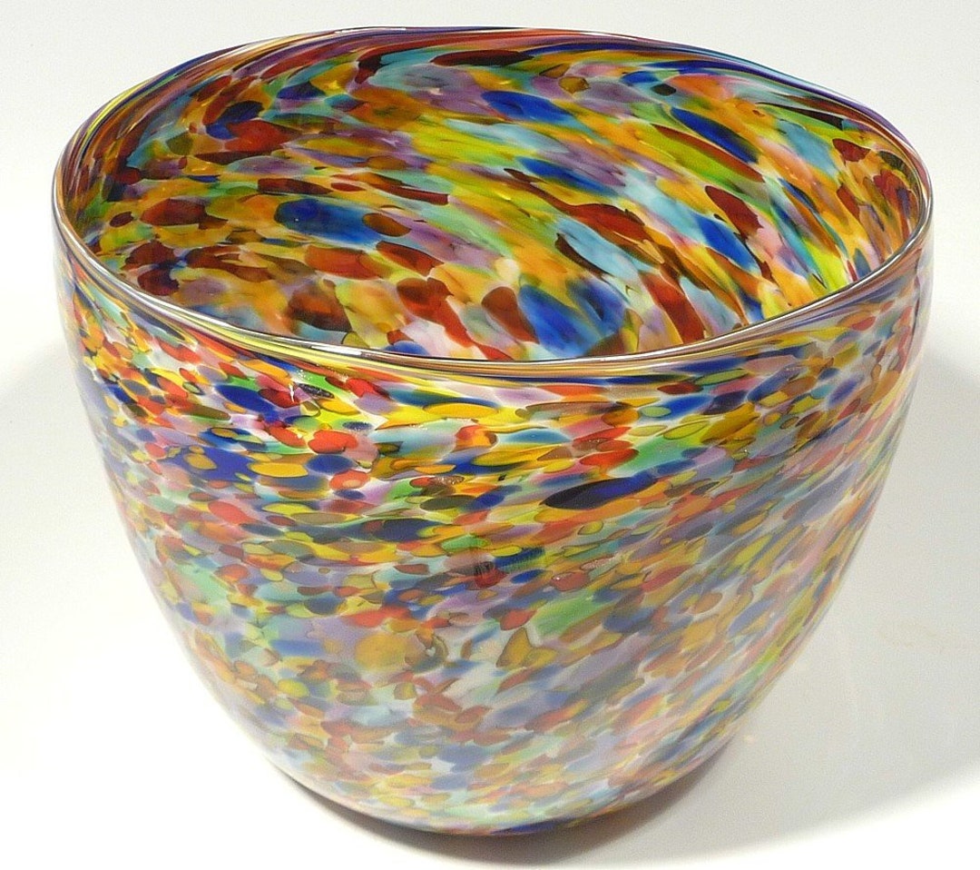 Giant Hand Blown Glass Bowl Original Design by Dirwood Glass End of Day