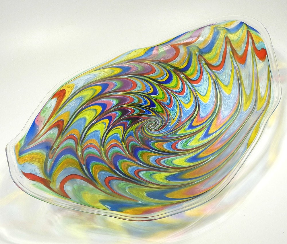 28 Hand Blown Glass Art Wall Bowl Platter Complex Etsy
