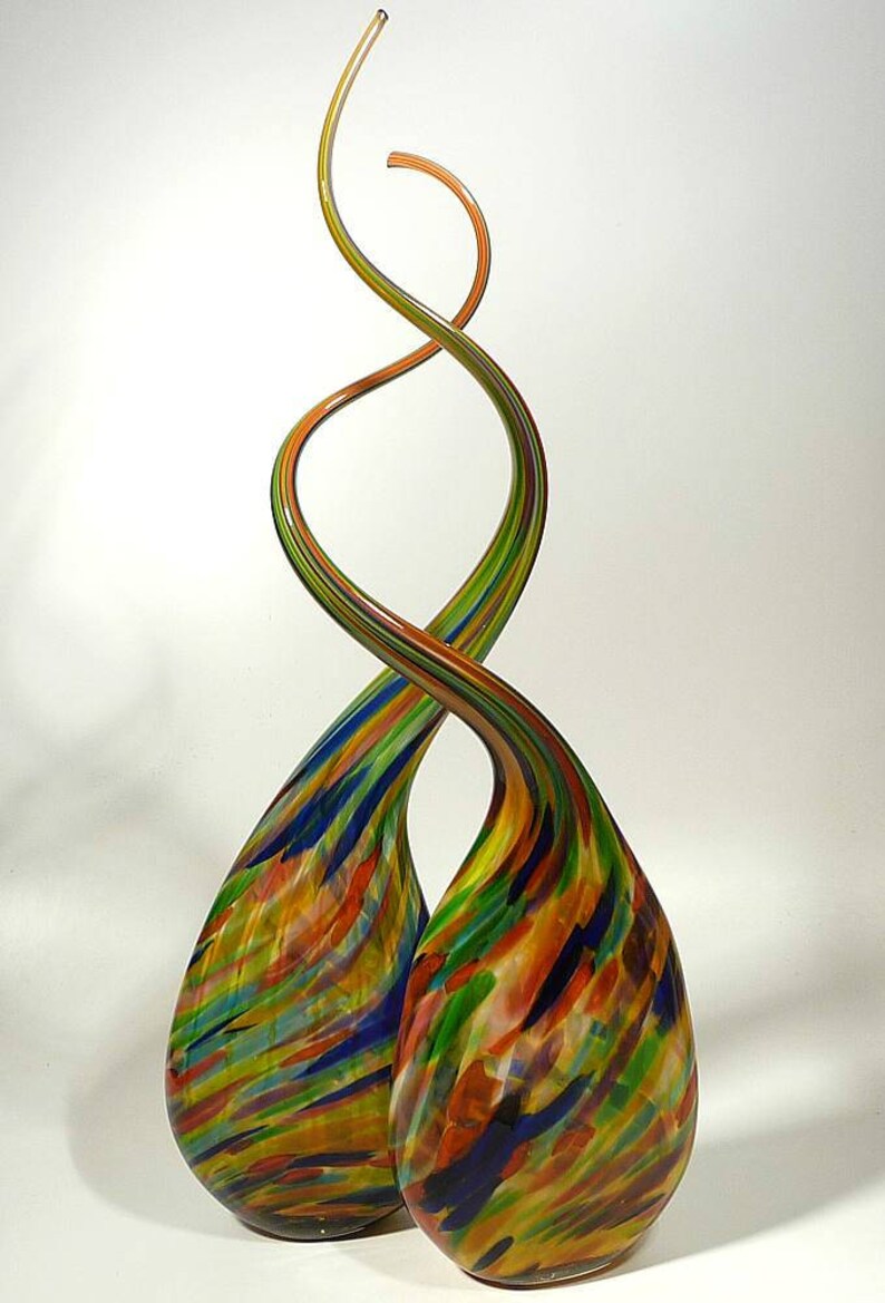 Stunning Pair of Hand Blown Glass Art Sculptures 32 Etsy