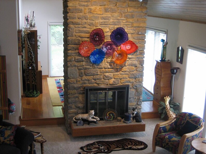 Hand Blown Glass Art Wall or Table Platter End of Day Glass Etsy