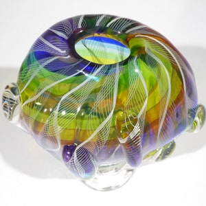 Hand Blown Glass Art Sculpture, Rainbow Colors, Red Blue Green Yellow Purple Aqua, Dirwood, Glass Decor, Table Centerpiece, n3676
