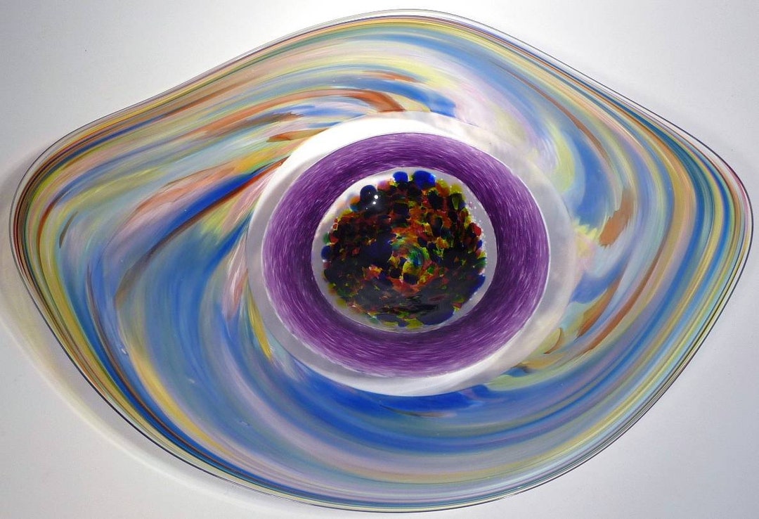 26 Hand Blown Glass Art Wall Bowl Platter Complex Etsy