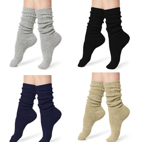 Slouch Socks Womens Cotton Knit Heavy Thick Ribbed Comfort Etsy
