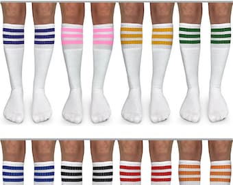 Calcetines a rayas hasta la rodilla, calcetines de fútbol de colores hasta  la rodilla