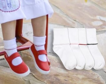 Girls White Lace Trim Socks: 3-Pack Cotton Blend