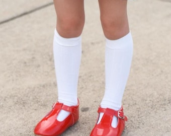 2 Pair Bamboo Knee High Socks: Girls Classic Ribbed School Uniform