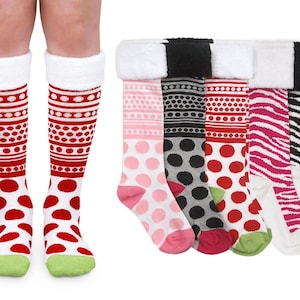 Fuzzy Fur Knee High Socks Lace Cotton Pattern Stripes Snowflake Animal Print Cute Polka Dot Fashion Novelty Holiday Gift